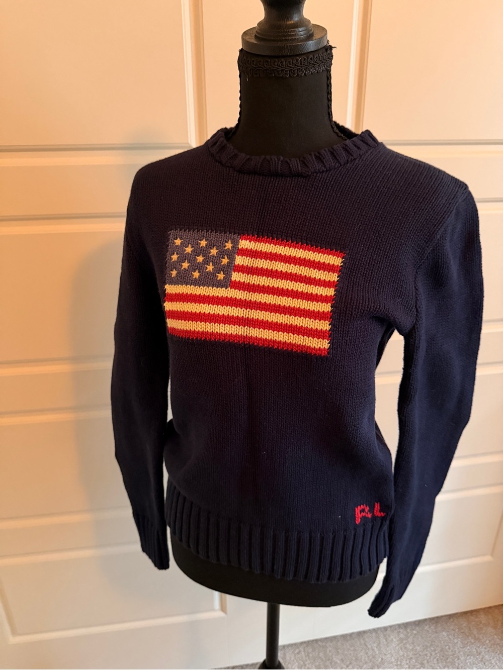 Ralph Lauren Women’s Navy Flag Crewneck Sweater - 100% Cotton